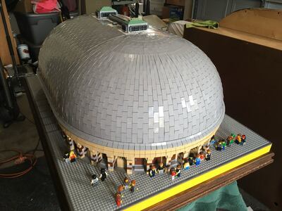 Top view of the completed Lego tabernacle.
