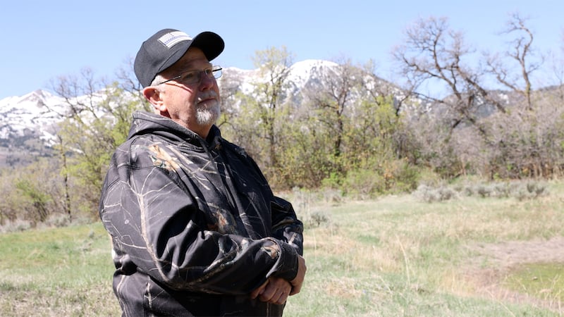 Former South Ogden police Sgt. Terry Carpenter stands at the site where Douglas Lovell claimed to have buried Joyce Yost’s body.