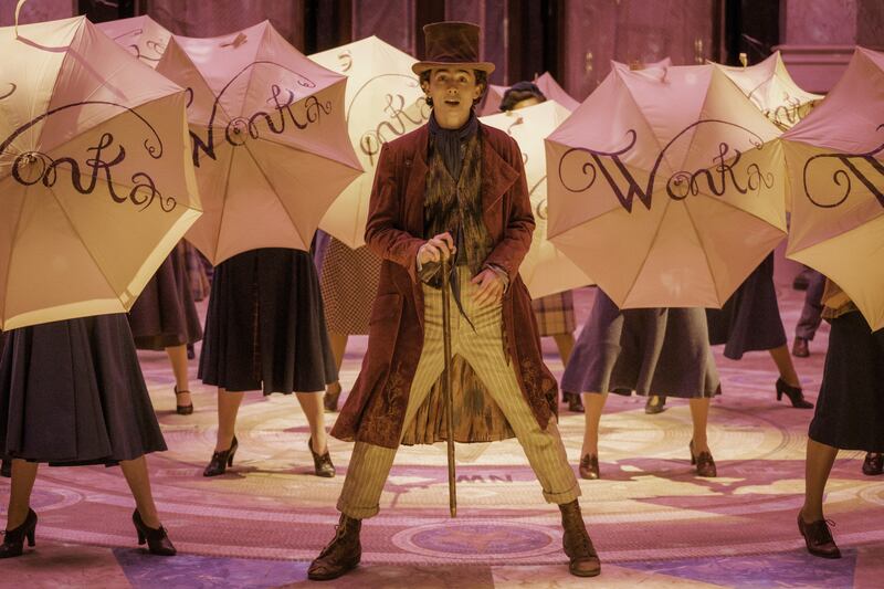 Timothée Chalamet as Willy Wonka in “Wonka,” a Warner Bros. Pictures release.