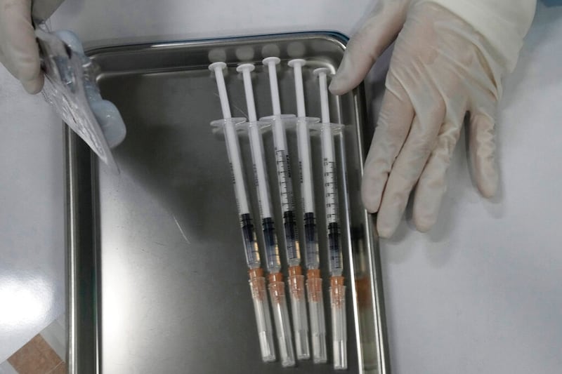 Syringes of the Pfizer coronavirus vaccine.