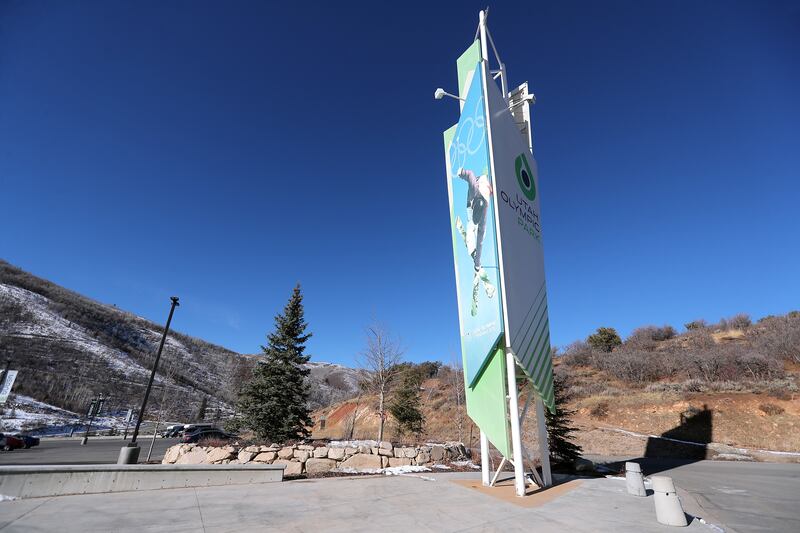 An Olympic sign at the Utah Olympic Park near Park City is pictured on Monday, Nov. 30, 2020.