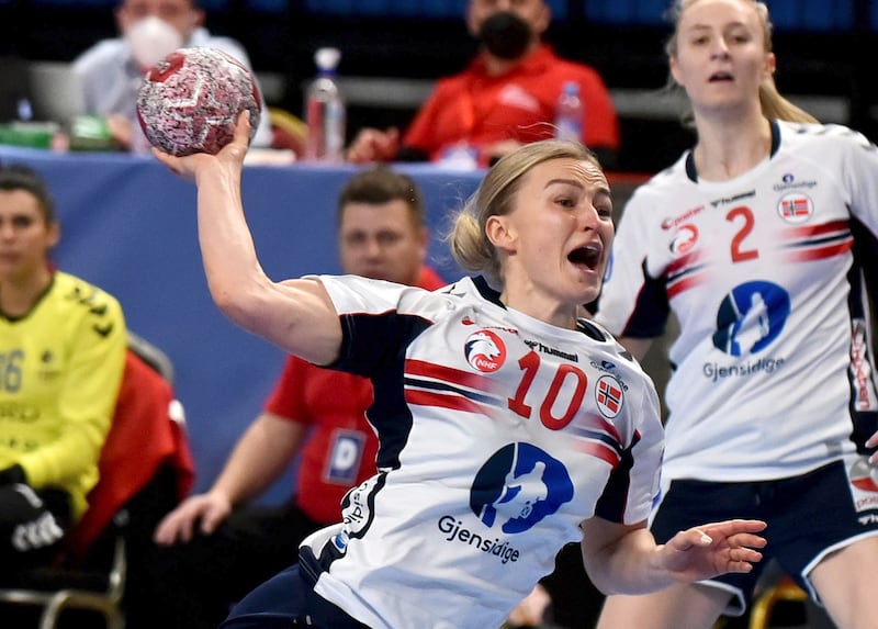 Norway’s Stine Bredal Oftedal tries to score during a women’s handball Olympic game.
