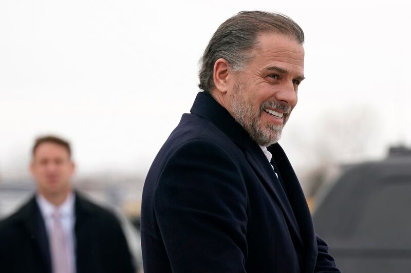 Hunter Biden, son of President Joe Biden, boards Air Force One with the president, Feb. 4, 2023, in Syracuse, N.Y.