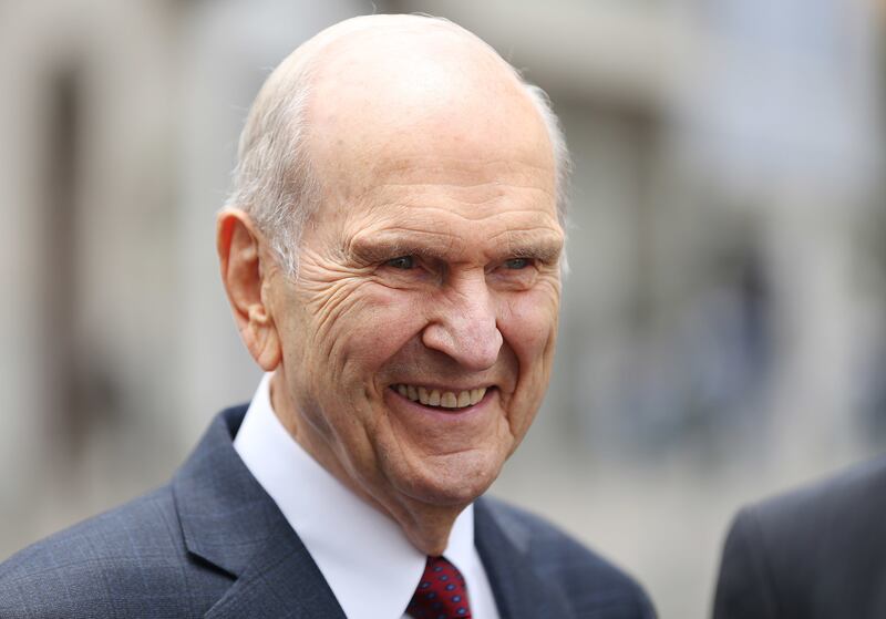 President Russell M. Nelson of The Church of Jesus Christ of Latter-day Saints smiles after leaving the Government
Palace after speaking with the president of Peru in Lima, Peru on Oct. 20, 2018.