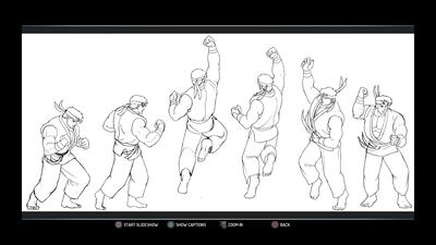 Concept artwork, like these frame concepts of Ryu's Shoryuken, provide insight into the development of each title.
