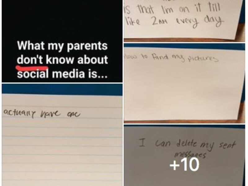 In her Facebook post, Utah teacher Skipper Coates shared images of 12 students' responses to her question about social media.