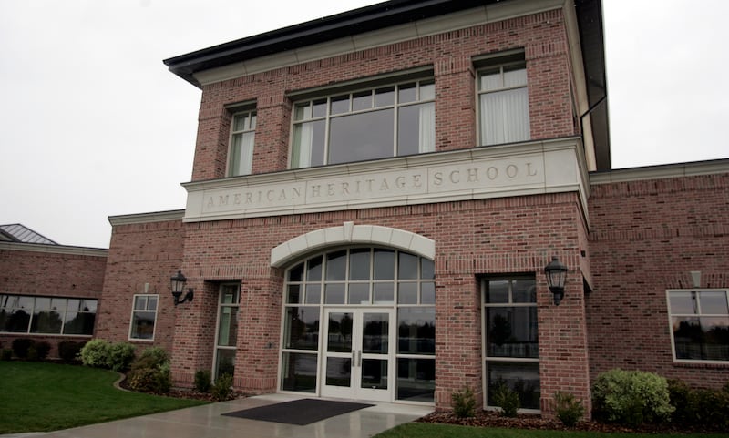 An image of the exterior of the American Heritage School in American Fork in October 2004.