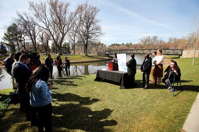 Jessie Mandel, of Voices for Utah Children, speaks during a press conference at Liberty Park in Salt Lake City on Monday, April 1, 2019. During the press conference, health care advocates highlighted areas where Utahns will be left behind through the stat