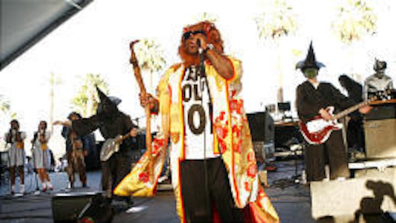Gnarls Barkley performs in costumes based on "Wizard of Oz" characters during the Coachella festival.