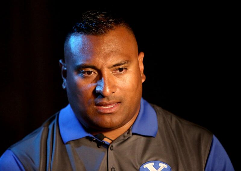 BYU football coach Kalani Sitake, shown here answering questions at Media Day on Thursday, June 30, 2016, signed 16 football prospects on Wednesday, Dec. 16, 2020 and said the Cougars’ success this season has opened some doors throughout the country.