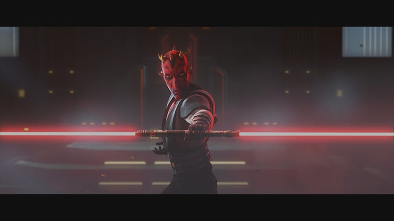 Ahsoka Tano and Maul in “Star Wars: The Clone Wars,” exclusively on Disney Plus.