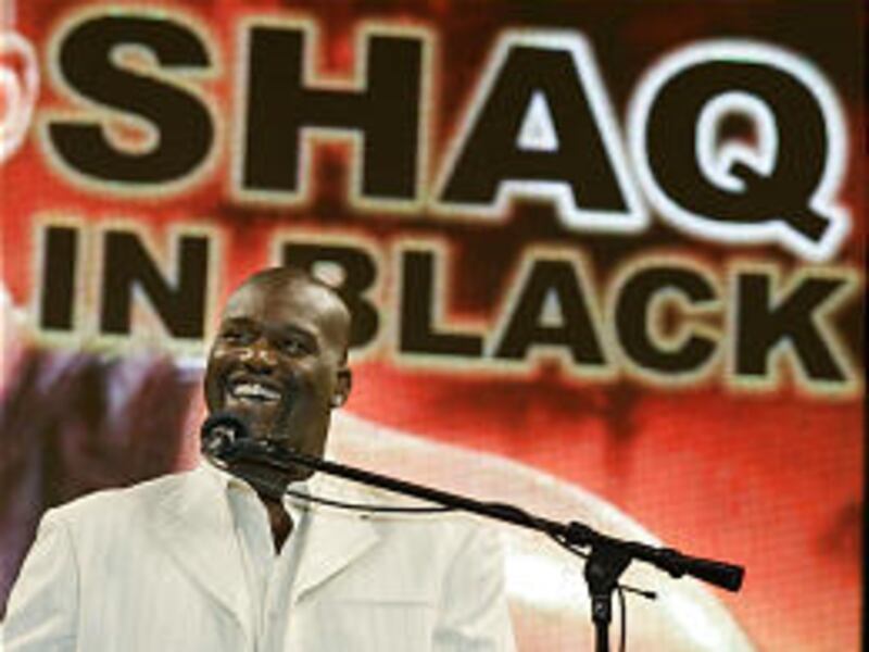 Shaquille O'Neal was all smiles during a press conference in Miami Tuesday.