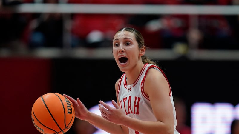 Utah guard Isabel Palmer (1) brings the ball up court against South Carolina State on Nov. 9, 2023, in Salt Lake City.