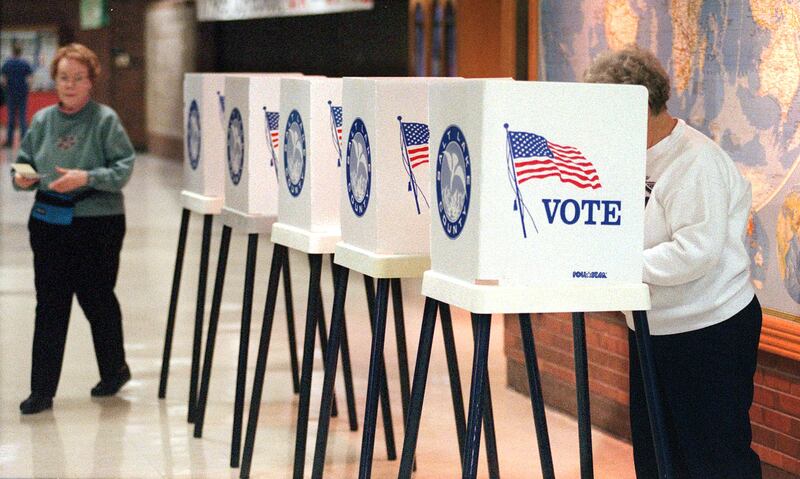 A row of voting stations at Bryant Junior High School in Salt Lake City. Heading into the 2024 presidential election, being media literate is important in making an educated vote.