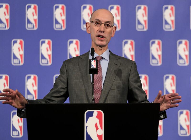 NBA Commissioner Adam Silver speaks during a news conference, Thursday, Sept. 28, 2017 in New York. (AP Photo/Julie Jacobson)