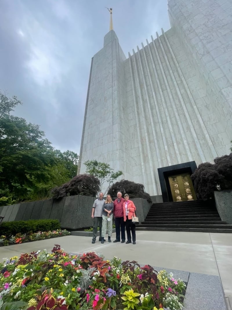 Jeff and Kimberly Bronow, left, and her parents, Fred and Kay Dorsey, at the Washington D.C. Temple open house.