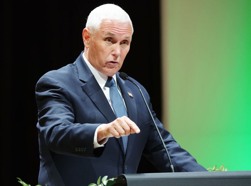 Former Vice President Mike Pence speaks at Utah Valley University in Orem, Utah.