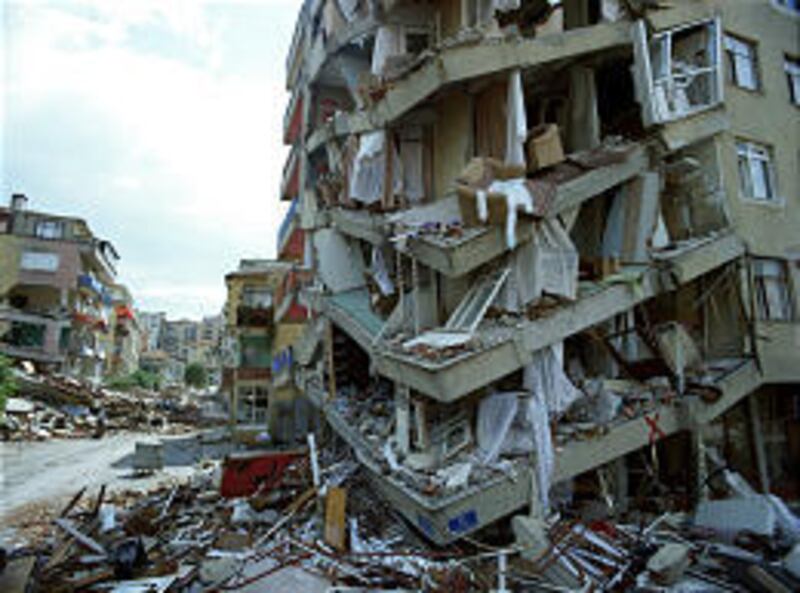 Buildings lie in ruins in Adapazari, Turkey, after an earthquake in August 1999, seen in "Forces of Nature."