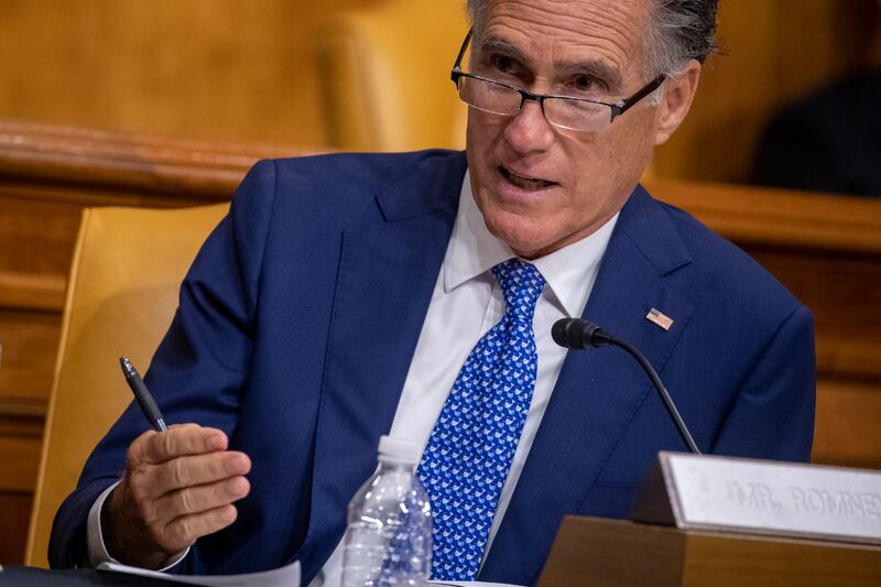Sen. Mitt Romney, R-Utah, speaks during a Senate Budget Committee hearing on Capitol Hill in Washington.
