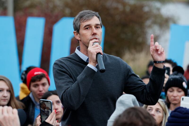 Democratic presidential candidate Beto O’Rourke speaks in Des Moines, Iowa on Nov. 1, 2019.