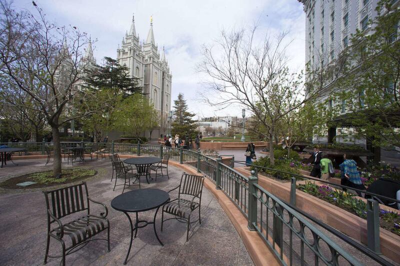 The plaza near Temple Square Saturday, April 5, 2014, in Salt Lake City.