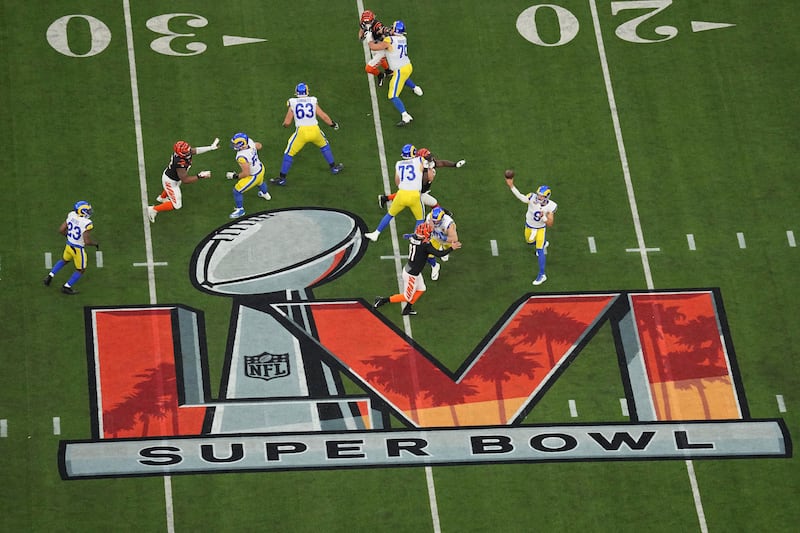 The Los Angeles Rams and Cincinnati Bengals play during NFL Super Bowl 56 on Sunday, Feb. 13, 2022.