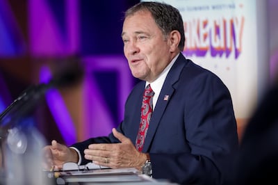 Gov. Gary Herbert speaks at the National Governors Association summer meeting at the Grand America Hotel in Salt Lake City on Thursday, July 25, 2019.