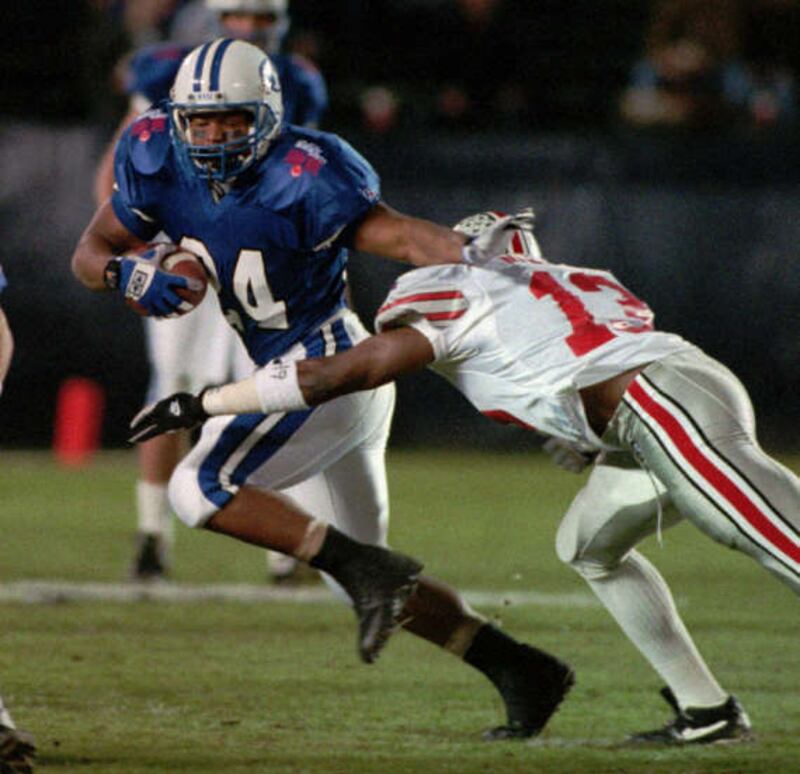 Kalin Hall pushes away from Chico Nelson.