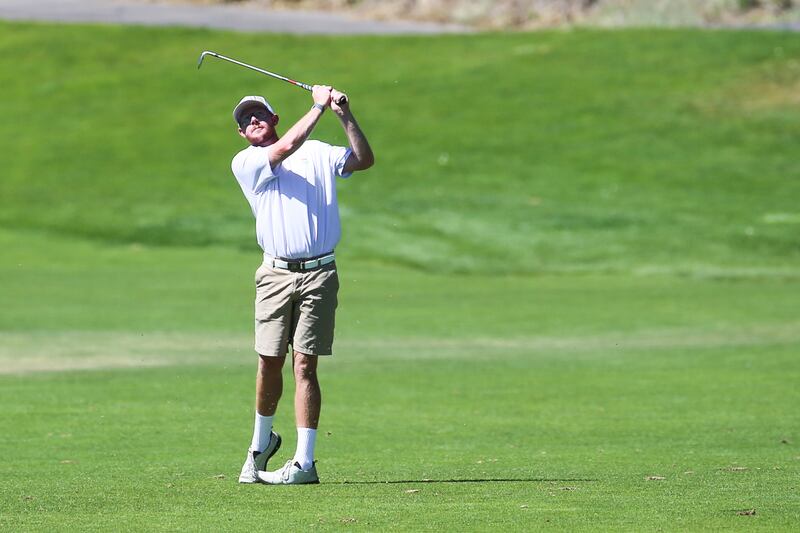 Mitchell Schow makes a tee shot