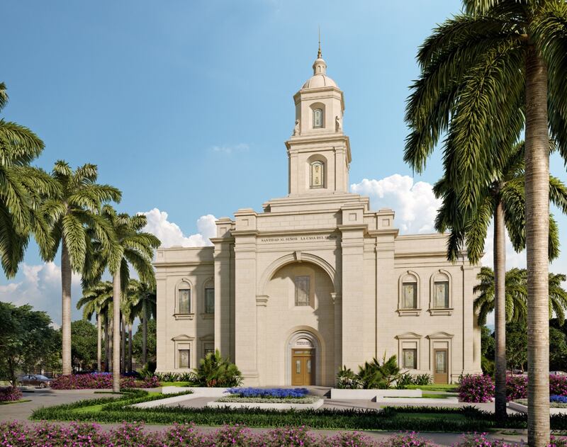 An exterior rendering of the Greater Guatemala City Guatemala Temple.
