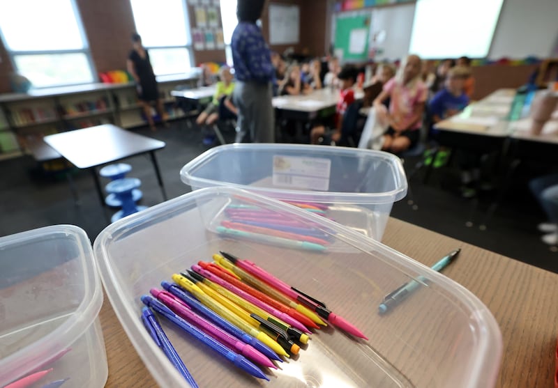 A classroom is pictured at Hawthorne Elementary School in Salt Lake City on Aug. 22, 2023.