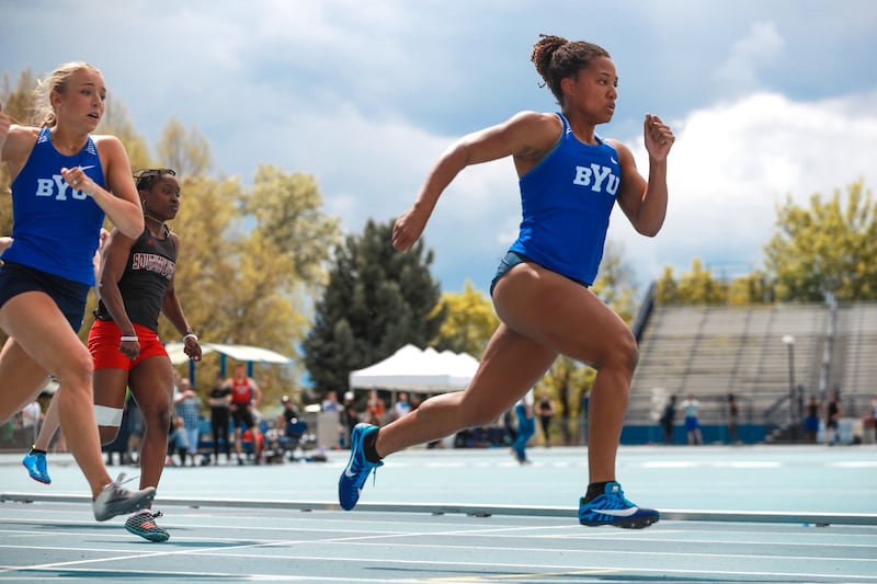 Jaslyn Gardner set a new school record in the 100-meter at the BYU Robison Invitational on Friday.