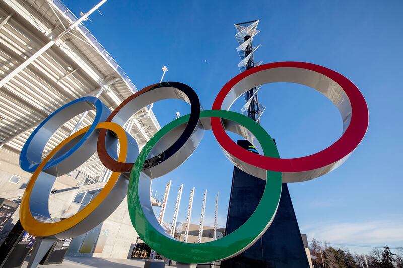 The Olympic cauldron marks the 20-year anniversary of the Salt Lake 2002 Olympics at Rice-Eccles Stadium.