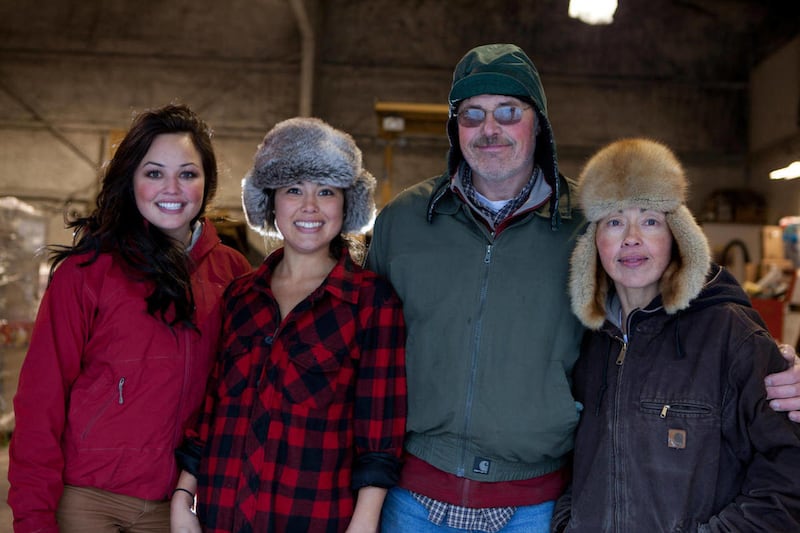 This undated photo provided by the Discovery Channel, shows the Tweto family, from left, Ayla, Ariel, Jim and Ferno in Alaska. The family will be featured in the reality TV show, "Flying Wild Alaska," a new series on the Discovery Channel about bush pilot