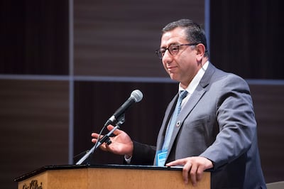 Mohammed Abu-Nimer speaks during the G20 Interfaith Forum in Chiba, Japan, on Saturday, June 8, 2019.