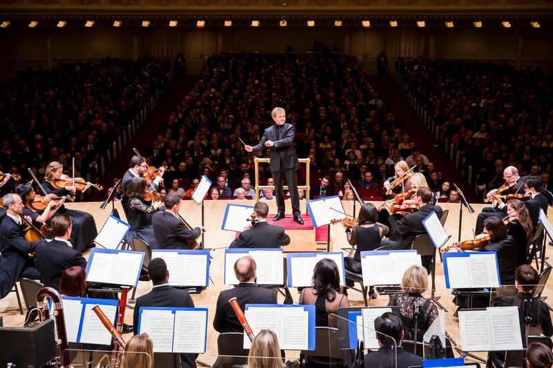 Thierry Fischer conducts the Utah Symphony on April 29, 2016, at Carnegie Hall for the orchestra’s 75th anniversary celebration concert.