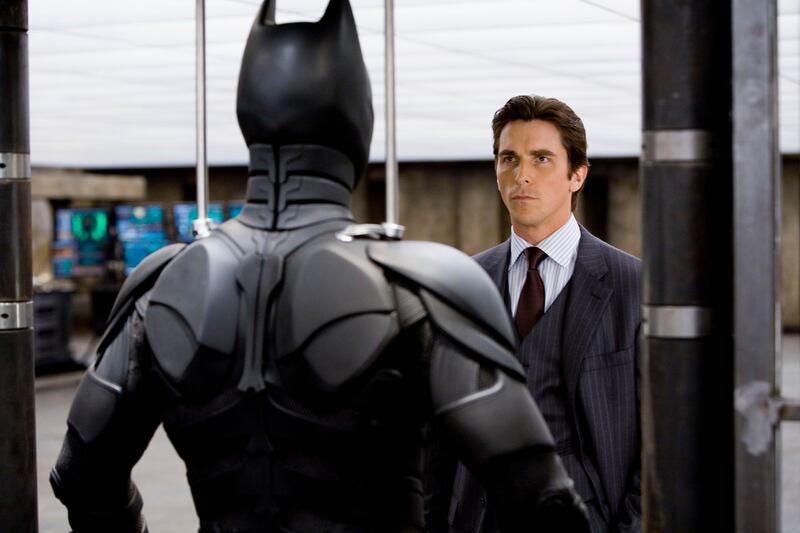 In this file image released by Warner Bros., Christian Bale stars as Bruce Wayne in “The Dark Knight.”