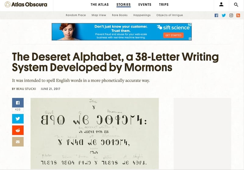 The Deseret Alphabet was a phonetic system created over 150 years ago to help simplify the English language and was used in schools, road signs and even on headstones.