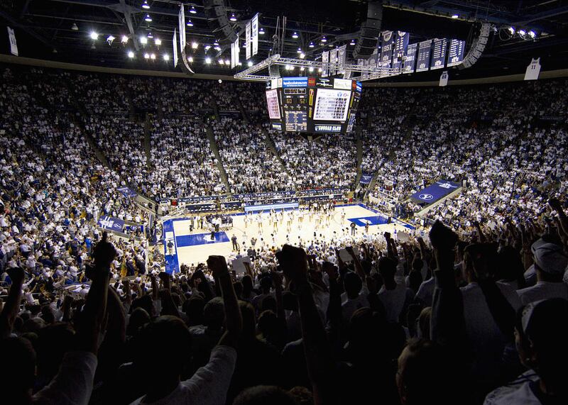 Interior of the Marriott Center at BYU.