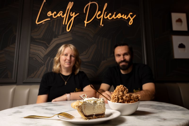 Misty Shawcroft, left, and Marc Favreau pose for a picture at The Dessert Collective in American Fork on Jan. 2, 2024.