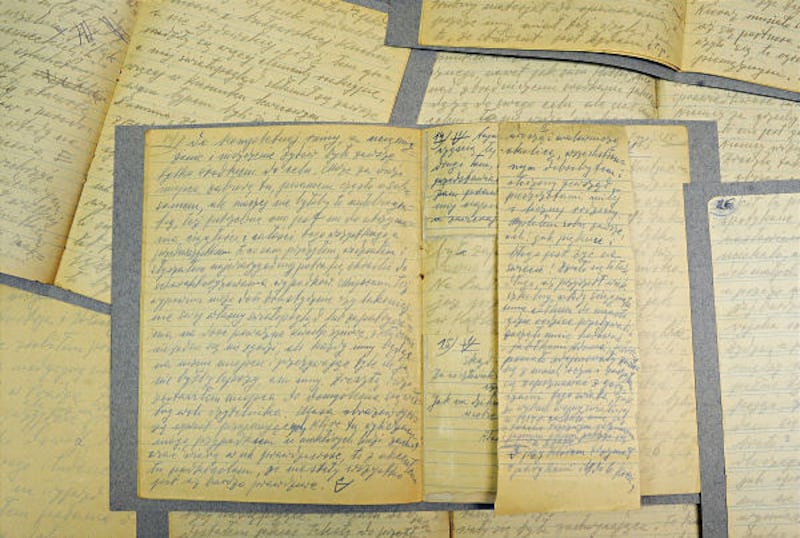 Pages from the original diary written by Baruch Milch during the Holocaust are housed in Warsaw's Jewish History Institute.