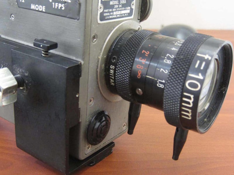 This undated image made available by the U.S. Department of Justice shows a 16mm camera that went to the moon with astronaut Edgar Mitchell on Apollo 14. NASA is suing Mitchell to get back the "Data Acquisition Camera." The lawsuit filed Thursday, June 30