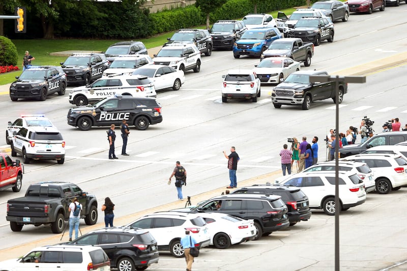 Tulsa police respond to a shooting at the Natalie Medical Building Wednesday, June 1, 2022.