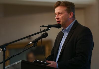 FILE - Senator Todd Weiler speaks during the March for Life event at the Salt Lake City Capitol building in Salt Lake City on Saturday, Jan. 26, 2019.