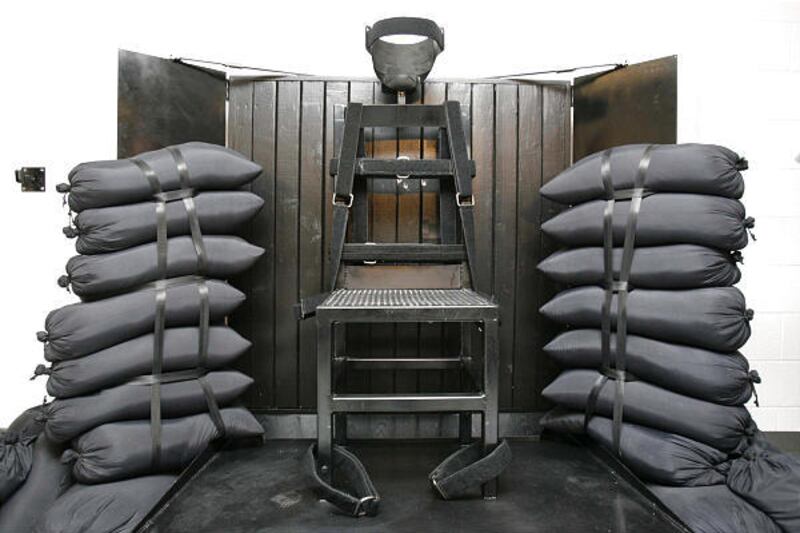 The execution chamber at the Utah State Prison after Ronnie Lee Gardner was executed.