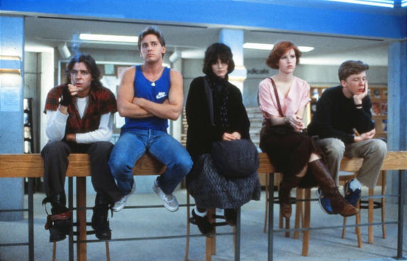 Judd Nelson, Emilio Estevez, Ally Sheedy, Molly Ringwald and Anthony Michael Hall in “The Breakfast Club.”