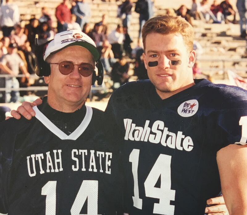 Matt Wells with his father, Jim Wells, who always had time to help his boys train, despite long work days.