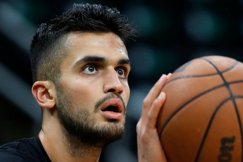 Miami Heat’s Omer Yurtseven warms up before Game 6 of the NBA Eastern Conference finals against the Boston Celtics.