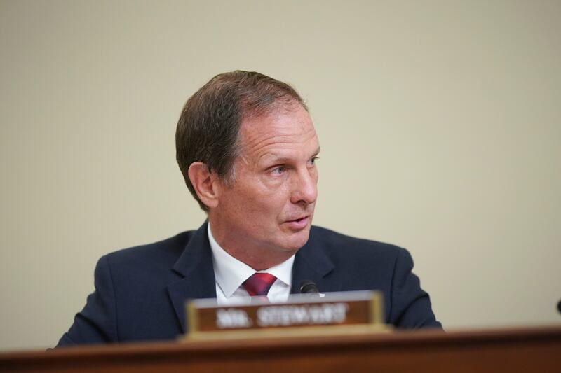Rep. Chris Stewart, R-Utah, speaks during a House Intelligence Committee hearing on Capitol Hill in Washington.