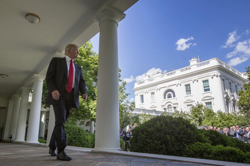 President Donald Trump walks to the Oval Office of the White House in Washington, Thursday, June 1, 2017.